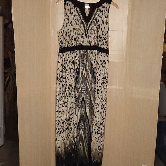 Chico's Animal Print Silky Maxi Dress XL - Picture 1 of 8